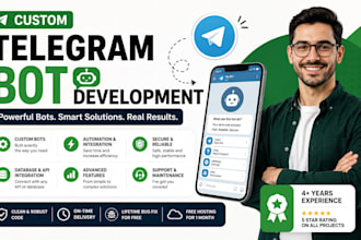 create a professional telegram bot with database and API