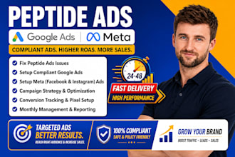 fix peptide ads, setup compliant peptide google ads meta ads for peptide brands