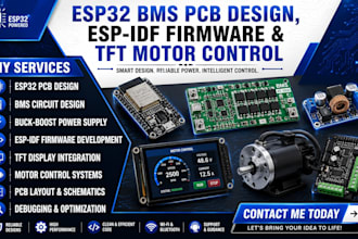 esp32 bms pcb design, buck boost power, esp idf firmware and tft motor control