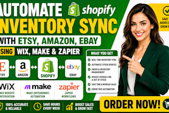 automate shopify inventory sync with etsy amazon ebay using wix make and zapier