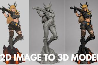 convert 2d image to 3d character model 3d figurine  stl 3mf file for 3d printing