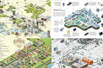 custom vector map illustration illustrated map design city site map fantasy game