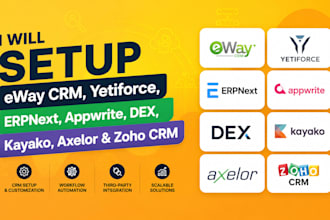 setup eway CRM, yetiforce, erpnext, appwrite, dex, kayako, axelor and zoho CRM