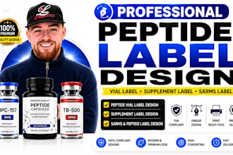 design peptide label vial label design or supplement, sarms peptide label design
