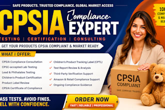 provide CPC certificate as per cpsia standards for amazon