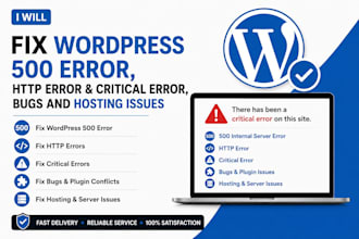 fix wordpress 500 error, http error and critical error, bugs and hosting issues