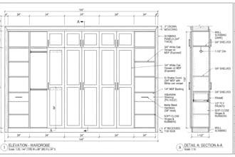 do custom kitchen cabinets, wardrobes and millwork shop drawings with cutlist