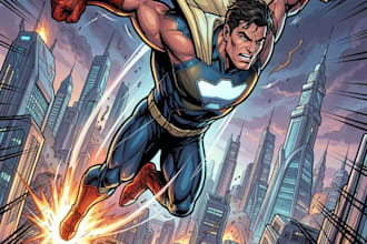 draw you dc or marvel style comic book and superhero