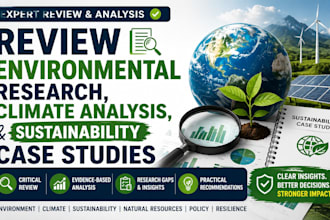 review environmental research, climate analysis, and sustainability case studies