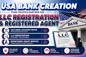 do USA bank creation, provide registered agent and llc formation