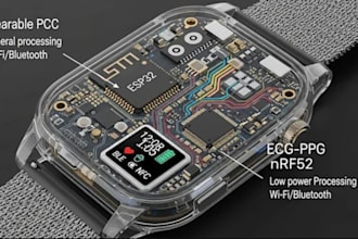design wearable health pcb, esp32 firmware, smartwatch, sport bracelet and band