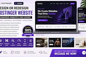 design or redesign hostinger website, hostinger wordpress website and SEO expert