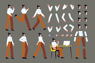 do character rig, psd file and layer separation for cut out 2d animation