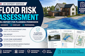 prepare UK flood risk assessment fra report for planning permission