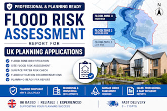 prepare flood risk assessment report, suds report for UK building control