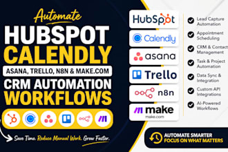 automate hubspot calendly asana trello via n8n make CRM automation workflows
