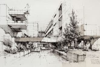 draw digital architectural sketches and illustrations
