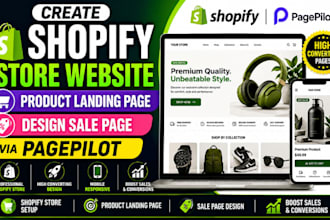 build shopify store website landing page design sale page via pagepilot fudge ai