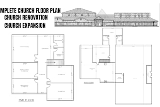 design complete church architectural floor plan interior and exterior layout