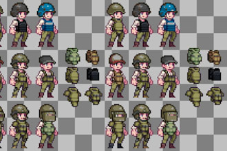 do pixel character sprite animation, 8 direction top down isometric character