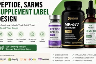 design custom peptide vial label, sarms label, supplement product label design