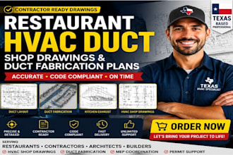 create restaurant hvac duct shop drawings and fabrication plans mep coordination