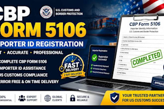 complete cbp form 5106 importer identity registration for US customs