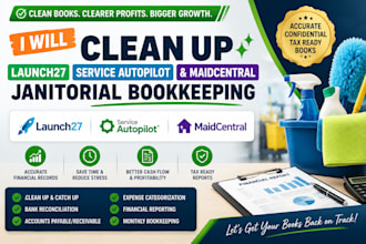clean up launch27, service autopilot, and maidcentral janitorial bookkeeping