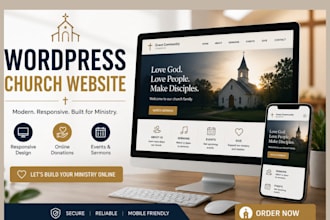 create wordpress church website ministry, for nonprofit, christian church