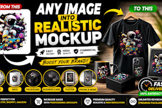 convert any image into a professional realistic mockup