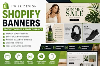 design shopify banner, product image and ecommerce store graphics