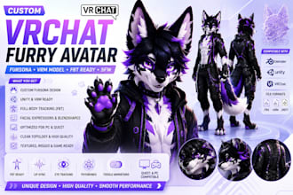 create custom vrchat avatar furry avatar vrm model vrc avatar and nsfw