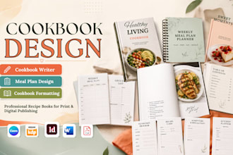 do cookbook design, cookbook writer, meal plan design, cookbook formatting