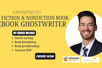 ghostwrite bestselling fiction and nonfiction, dystopian, sci fi book and ebook