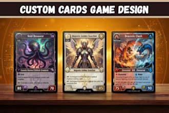 design custom card game tabletop board game art, tcg frames layout, game art