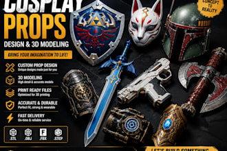 3d cosplay props helement amor weapons and printable stl files and stl model