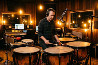 be your session drummer for live timpani and orchestral percussion tracks