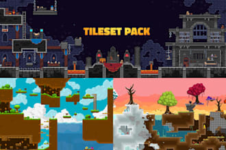 platformer 2d pixel art tileset tilemap background game assets pixel animation