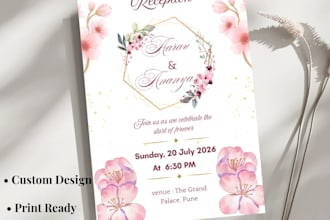 design elegant and custom wedding reception invitation cards