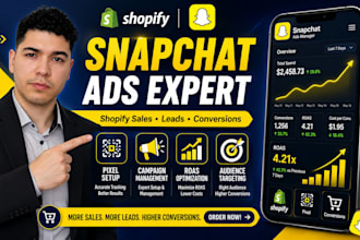 setup and manage snapchat ads campaign for shopify sales leads conversions