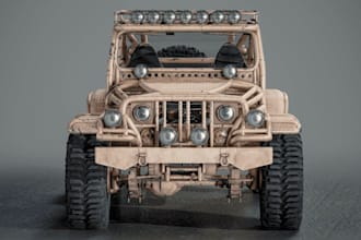build realistic 3d military atv in maya, 3d car unwrap, fix model triangles, fbx