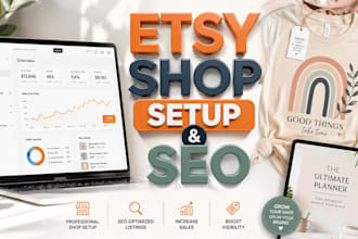 build etsy shop, setup etsy store and do etsy SEO with mockups