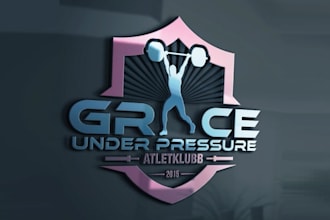 design grace under pressure logo with gym fitness