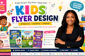 design a colorful kids flyer, school event and birthday party flyer