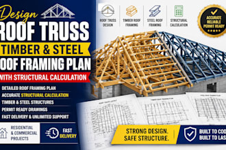 design roof truss timber and steel roof framing plan with structural calculatio