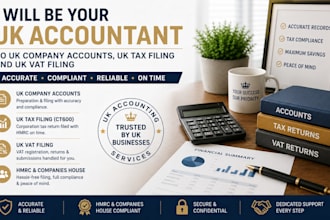 be your UK accountant, do UK company accounts, UK tax filing and UK vat filing