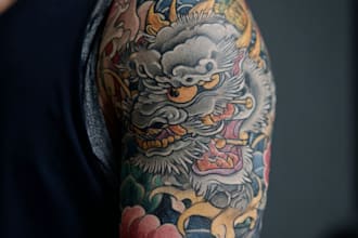 do awesome original japanese tattoo, irezumi tattoo design
