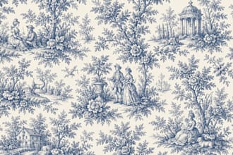 design vintage toile de jouy repeat pattern textile print for home decor