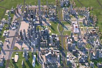 renew modern high rise residential complex, townhouse city plan, playing ground