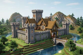 create minecraft build, castle village,  spawns, bases, hubs